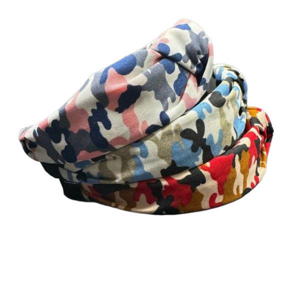 Three Cute Camo Knot Headbands - Red, Pink, and Blue - NWOT - Picture 4 of 4